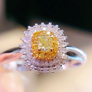 Jewelry manufacturer DIY 18K gold inlaid natural yellow diamond ring main stone: 0.28 karat