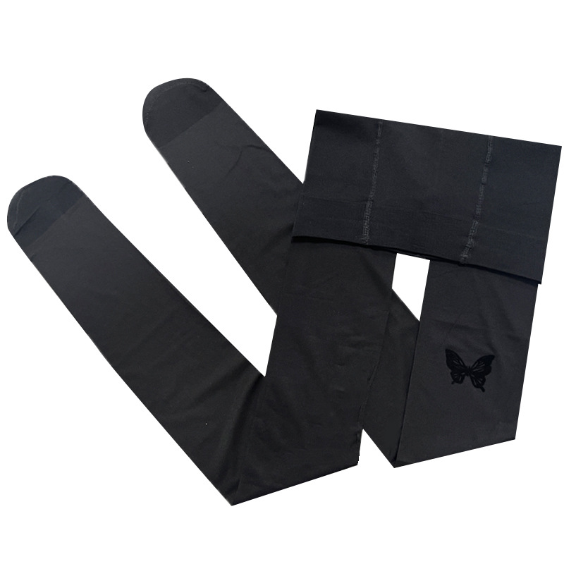 2023 nuevo negro arco medias de las mujeres sexy negro seda pura deseo pantimedias lindo impreso JK Lolita