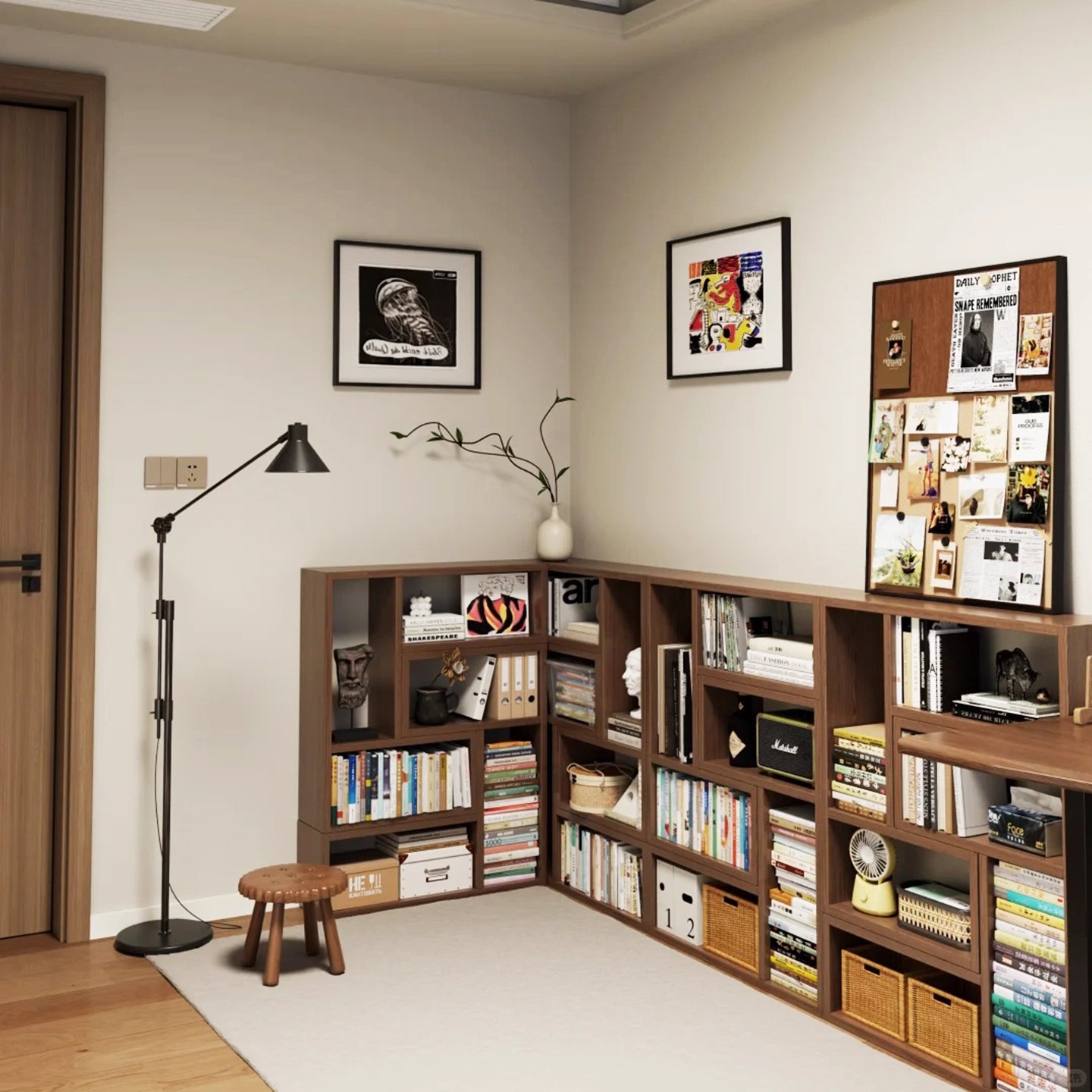 Estante de libro combinado estante de piso integrado contra la pared armario de montaje armario de esquina de sala de estar doméstica armario de exhibición