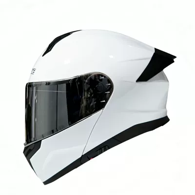 built-in Bluetooth slot, safety helmet | Motosiklet kaskı (dəbilqə) - ceramic-white-silver-plated-mirror-m-54-55
