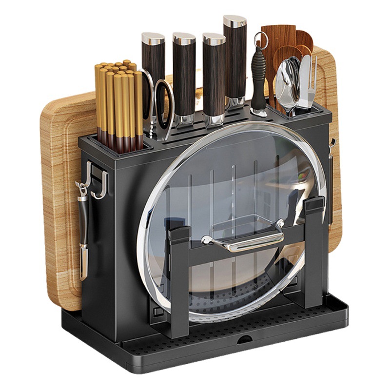 Estante de cuchillo de acero inoxidable estante de almacenamiento de cocina montado en la pared estante de almacenamiento de cuchillos tabla de cortar palillos tubo de cuchillo de cocina estante de tabla de cortar integrado