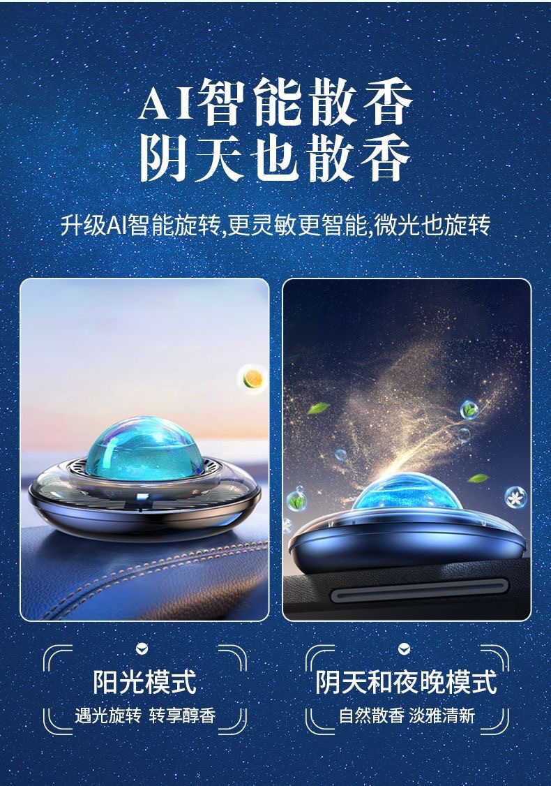 Car Aromatherapy Solar-Powered Car Perfume Rotating Long-Lasting Fragrance Decoration High-End Car Interior Ornament