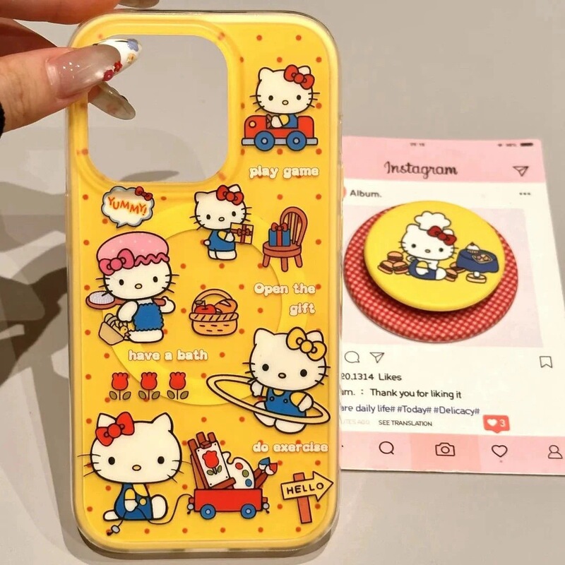 Kt Cat Suitable for Samsung S23Fe Mobile Phone Case S25Ultra/S24Plus/S21 Magnetic Suction 3 Apple 16Promax