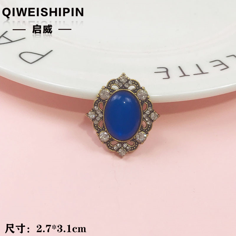 启威长方形花盘珍珠钻五角diy材料 水钻扣鞋包包花配饰  合金配件|undefined