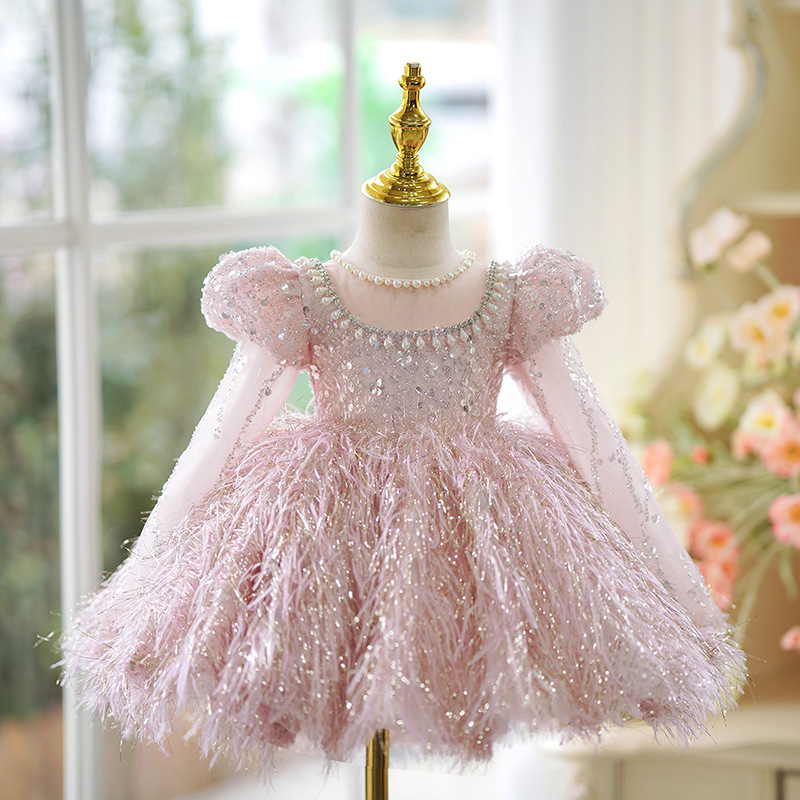 Abito da principessa di alta gamma per bambina di 10 anni, abito rosa da damigella d'onore per matrimonio, compleanno, esibizione al pianoforte._voghion.com
