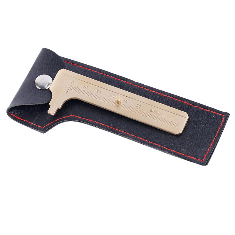 纯铜卡尺带皮套 可测内径0-60mm 0-80mm双刻度 迷你游标黄铜卡尺