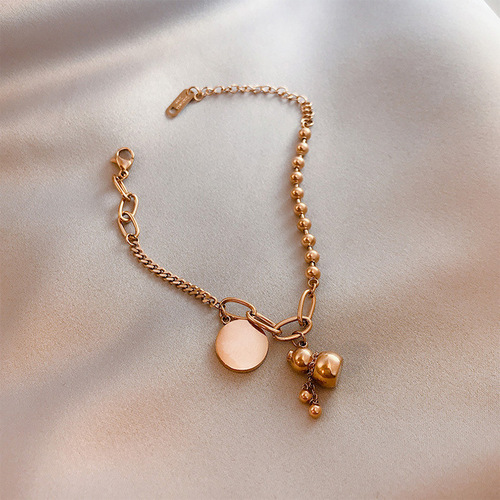 Retro ethnic style small gourd bracelet for women, palace style, European and American hip-hop jewelry, 18k rose gold, titanium steel jewelry