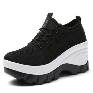 Spring Thick-Soled Anti-Slip Rocking Shoes for Women, Mesh Breathable Casual Shoes for Women, Wear-Resistant Lightweight Sports Shoes