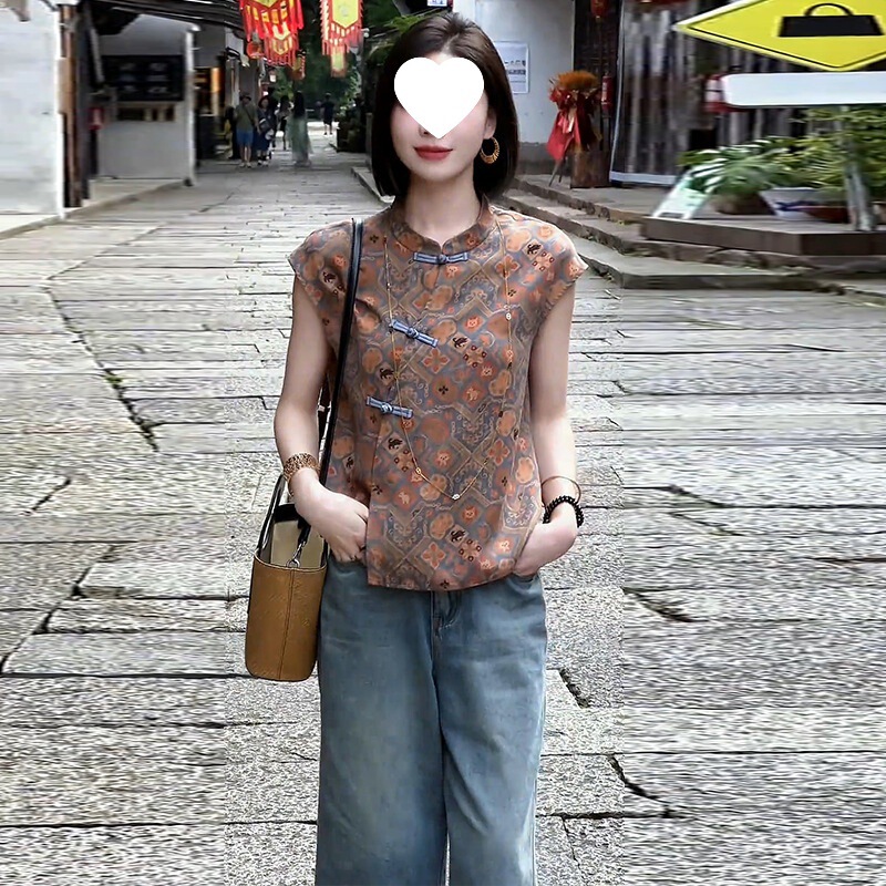 新しい中国風のファッションスーツ女性のための夏の新しいスタイルのスリムボタンシャツジーンズワイドレッグパンツツーピーストレンディセット|undefined