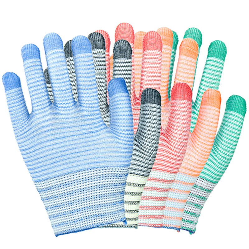Guantes de línea de cebra de color delgado de nylon elástico transpirable y resistente al desgaste para trabajar cómodo y suave