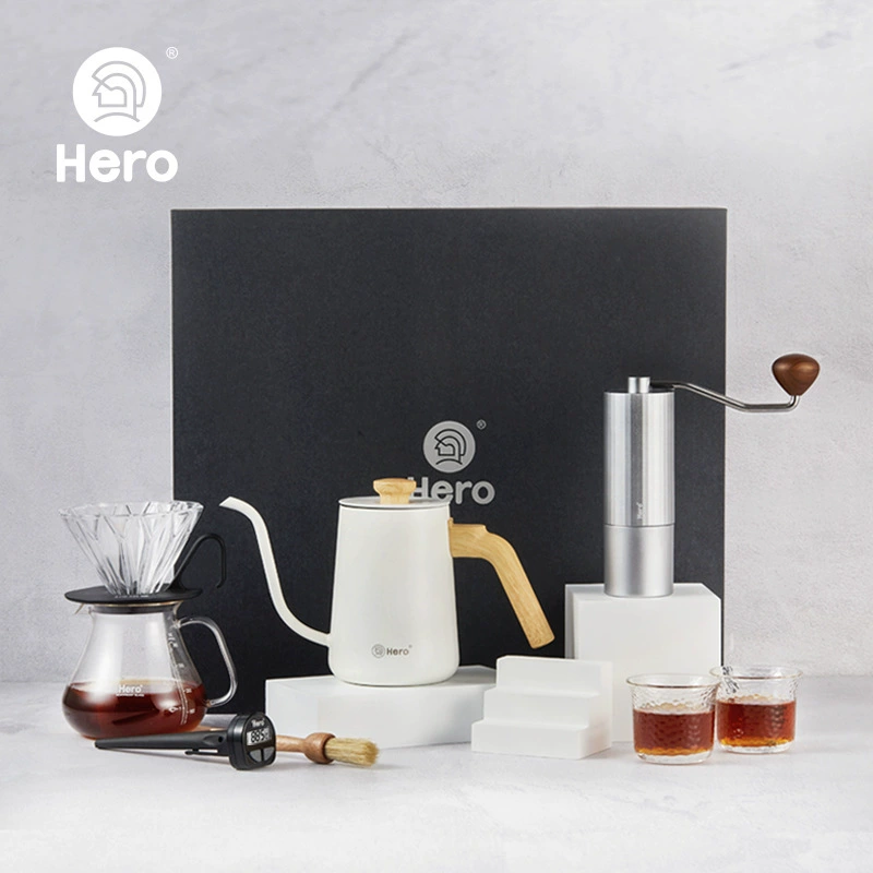 HERO professional version of hand -coffee pot gift box home cooking drip filter coffee pot grind bean machine hand flush pot set