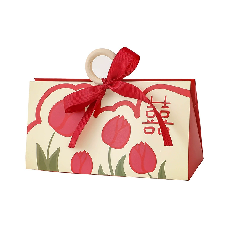 Handheld gift box, European–Chinese style, champagne red, sizes S/M/L