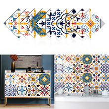 彩色简约古图案水晶硬片瓷砖贴卫生间楼梯橱柜翻新改造自粘墙贴