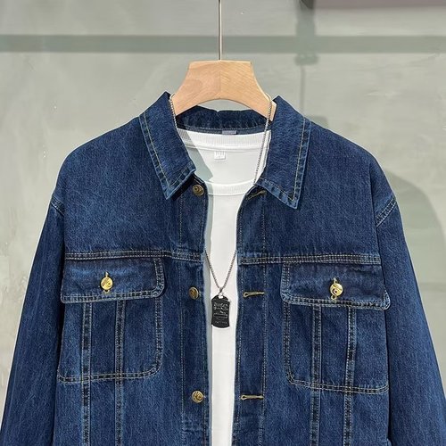 Worksite Welding Worker Heat-Resistant and Abrasion-Resistant Work Shirt Men Spring and Summer New Long-Sleeved Denim Jacket Top for Men