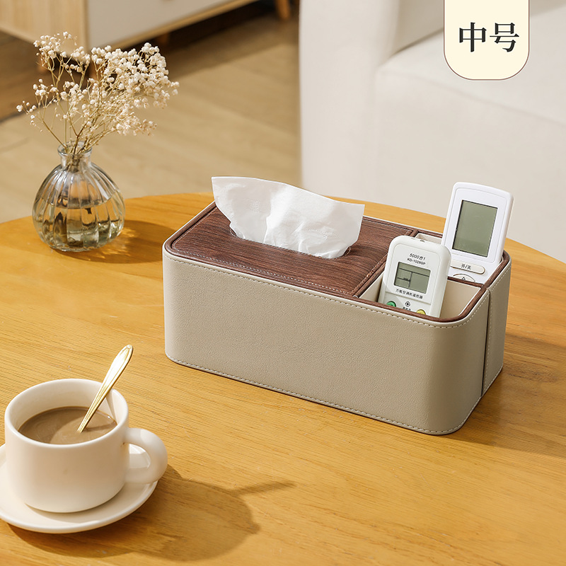 Caja multifuncional de toallas de papel hotel control remoto caja de cuero 2 - en - 1 caja de dibujo de papel de escritorio de la sala de estar impresión