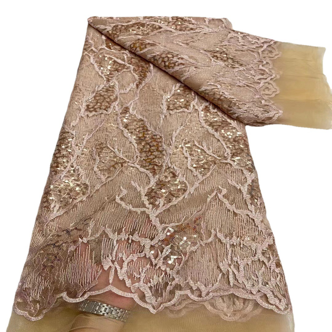 Malla bordado lentejuelas tela malla vestido de novia bordado tela moda cheongsam vestido de encaje JX2086 image 6