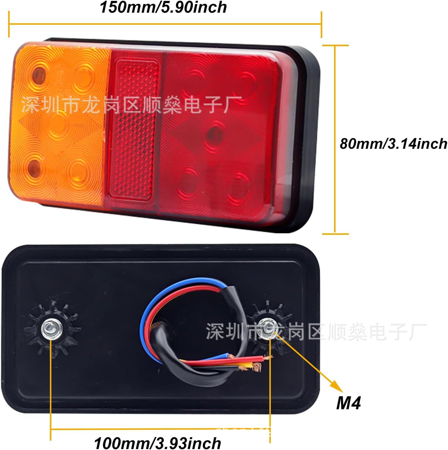 Suitable for Modified 10Led Two-Color Cargo Truck Tail Light Trailer Width Light Truck Tail Light Trailer Side Light 12V-24V