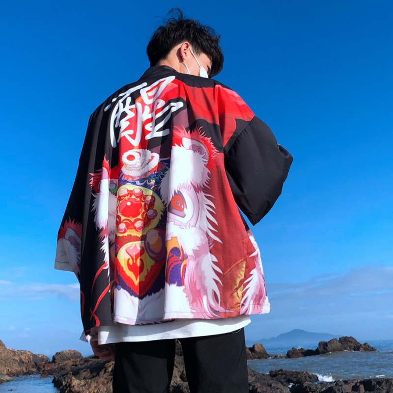 2021 Ethnic style Sunscreen Elbow sleeve Short sleeved shirt Cape Red-crowned crane Robes kimono shirt