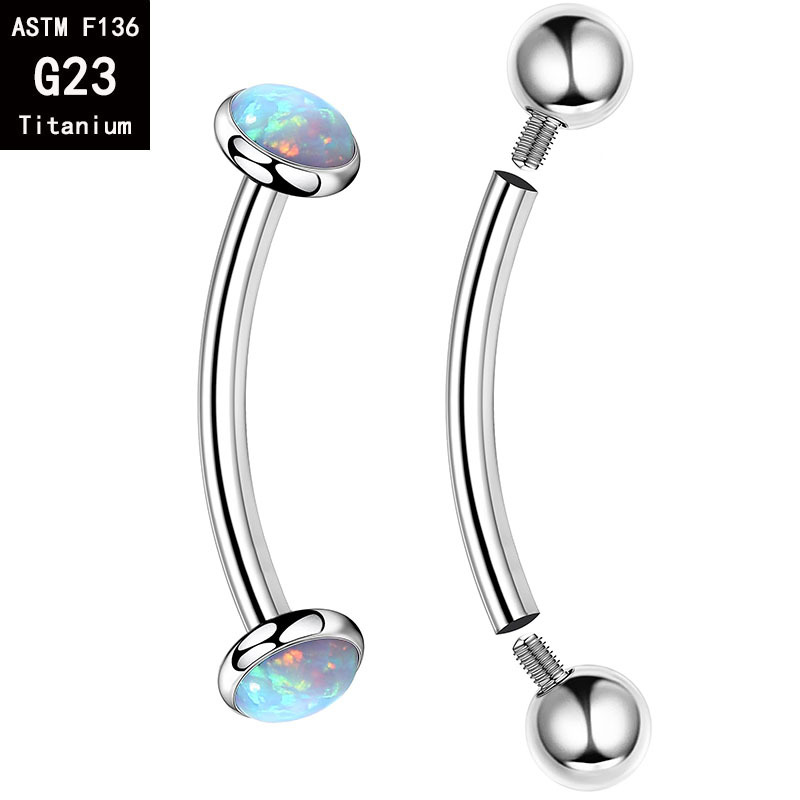 G23 Titanium Internal Thread Curved Barbell Eyebrow Ring - F136 Titanium Alloy Replacement Rod for Body Piercing Jewelry detail image 6