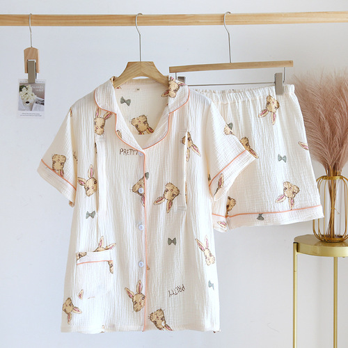 A variety of pure cotton short-sleeved shorts, confinement clothes, crepe summer thin nursing suits, postpartum feeding clothes, pregnancy period