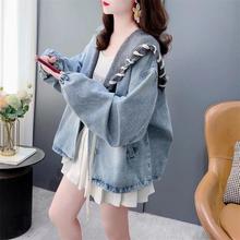 设计感针织领拼接牛仔外套女春季2025年新款休闲洋气百搭夹克上衣