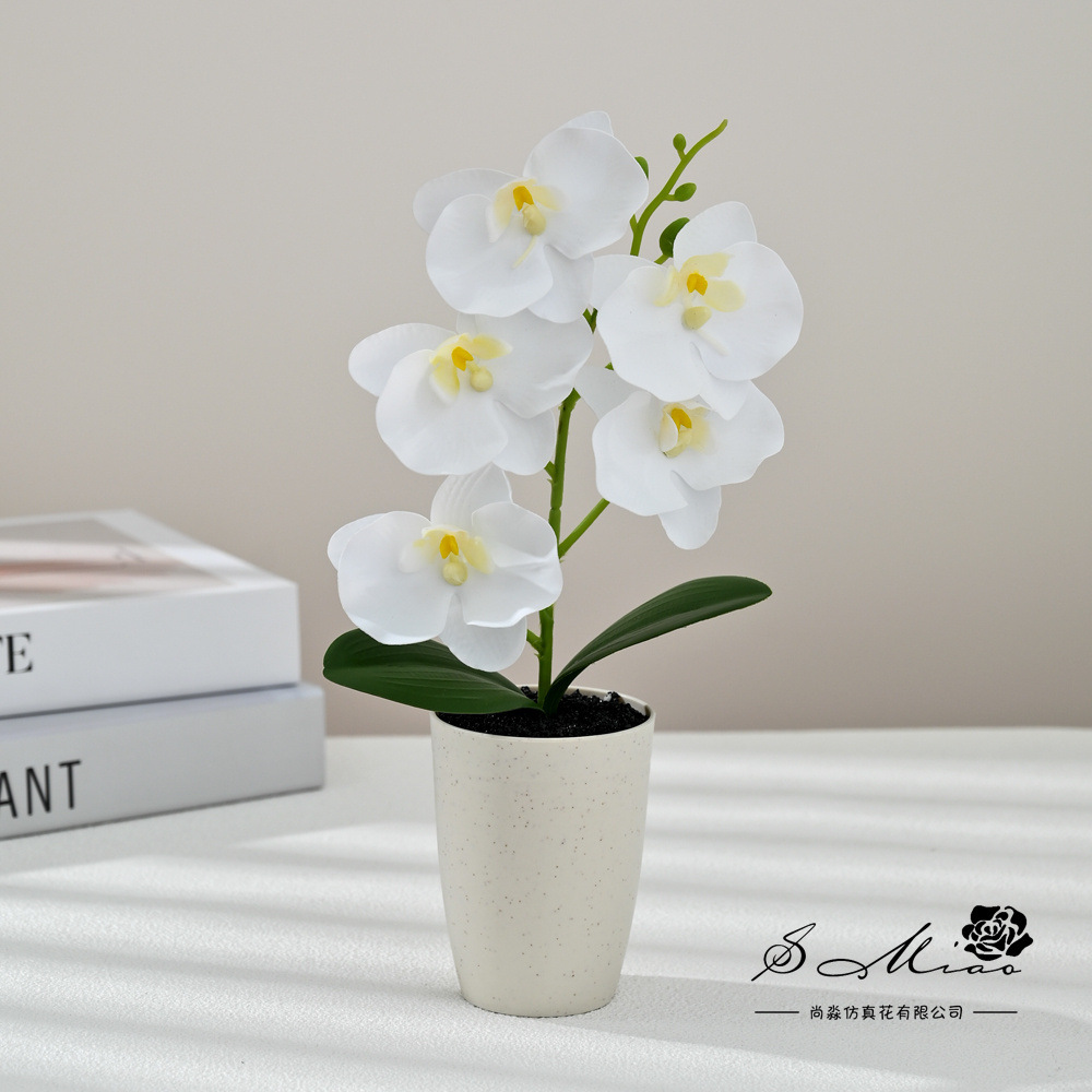 Cinco flores y dos hojas sensación de orquídea mariposa plantación de bonsai creativa decoración del hogar de moda fotografía flores artificiales ornamentos de boda