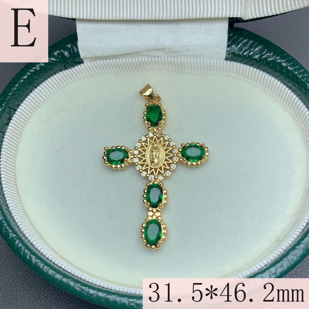 1 Piece 31.5*46.2mm Copper Zircon 18K Gold Plated Cross Polished Pendant display picture 11