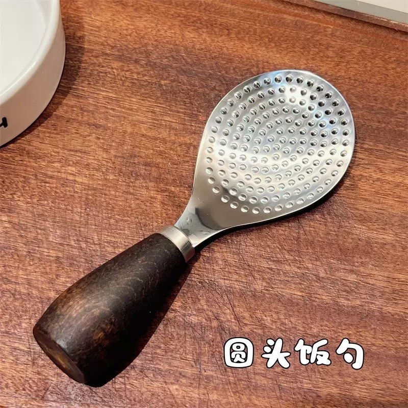 日式304木柄不锈钢饭勺米饭铲子家用可立式米饭勺子电饭煲盛饭勺|undefined