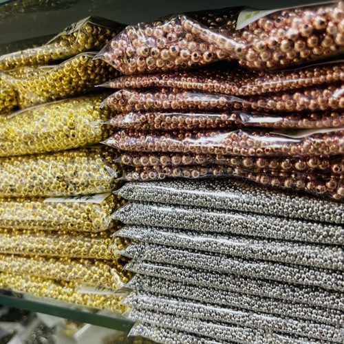 14K/18k gold-covered gold bean smooth round beads solid diy handmade loose beads beading gold beads positioning beads spacer accessories