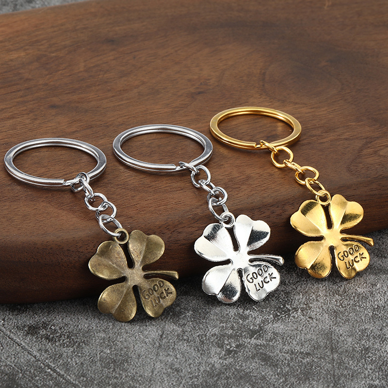 Cross-Border Antique Silver Four-Leaf Clover Good Luck DIY Jewelry Accessories Pendant Plant Necklace Bracelet Pendant