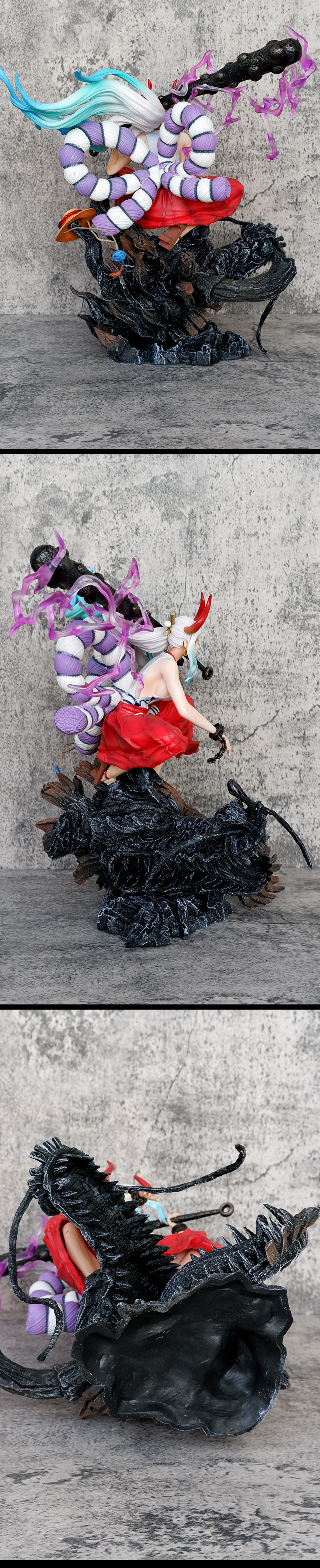 Anime One Piece Yamato With a Crouching Head Figure PVC