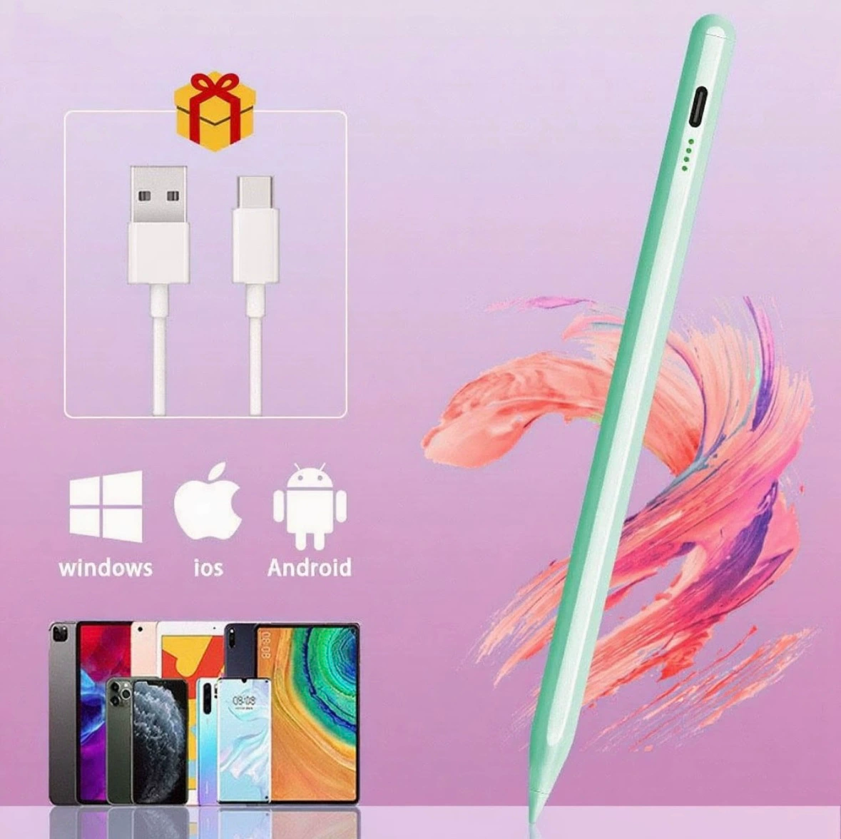 Емкостный стилус 2260 универсальный, активный сенсор для iPad Android Windows, лёгкий 42 г