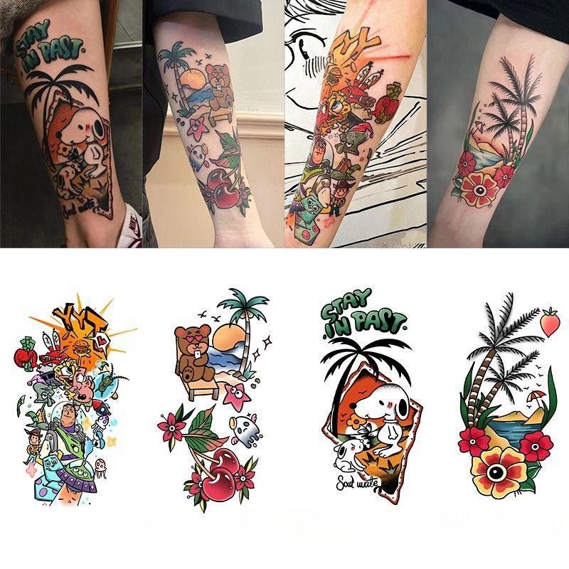 Summer Oldschool Splicing Flower Arm Colorful Tattoo Stickers Waterproof Semi-Permanent Domineering Anime High-End Sense Summer Oldschool Splicing Flower Arm Colorful Tattoo Stickers Waterproof Semi-Permanent Domineering Anime High-End Sense