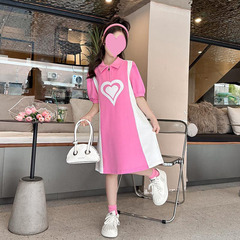 2024新款女童POLO裙夏裝大童女孩洋氣短袖裙子薄款兒童夏天連衣裙