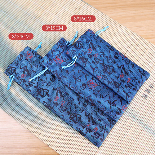Retro simple comb bag Chinese style satin printed scraping board jewelry bag hairpin bracelet gift packaging bag