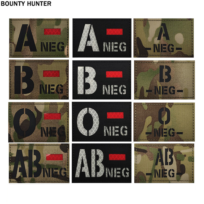 MC CP迷彩血型 A- B- AB- O- NEG红外反射胸章魔术贴户外包贴士气