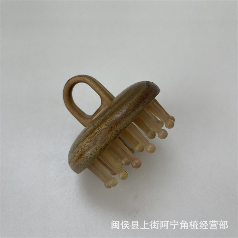 Green Sandalwood Horn Massage Comb 28-Pin Scalp Meridian Brush Portable Head Therapy Tool specifications