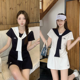 2025 New Summer Clothes for Fat mm Plus Size Women's Casual Embroidered Letter Shawl Short-Sleeved Skirt Suit