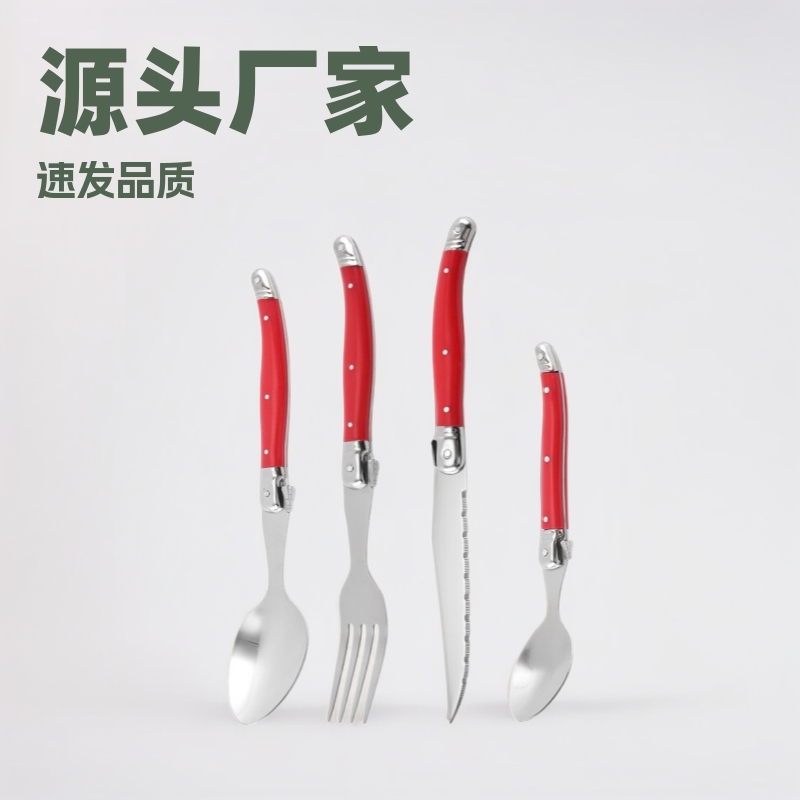 Western Steak Knife and Fork Set Hotel Restaurant Cutlery Set 304 Stainless Steel Knife, Fork and Spoon Set Light Luxury