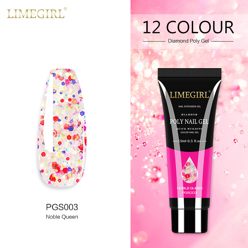 12 colores pegamento de extensión de brillo de uñas pegamento de extensión de lentejuelas de uñas pegamento de extensión rápida indolora Glitter pegamento de extensión de cristal