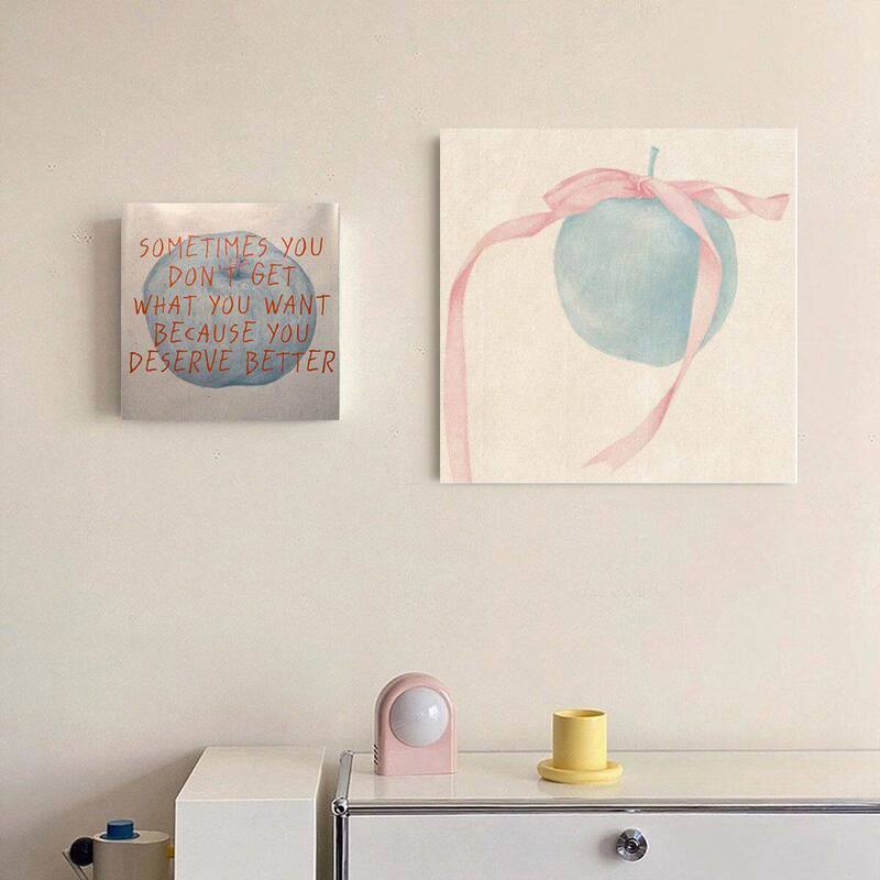 Korean-Style Macaron Light Blue Apple Decorative Painting Watercolor Cute Artistic Wall Art Cream Desk Dressing Table Mural Korean-Style Macaron Light Blue Apple Decorative Painting Watercolor Cute Artistic Wall Art Cream Desk Dressing Table Mural
