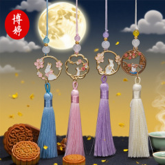中秋节玉兔猫咪流苏挂件diy新中式古风汉服旗袍流苏穗子古琴扇坠