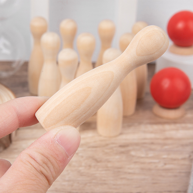 Mini bolos de madera accesorios de juegos de mesa juguetes para niños artefactos descomprimidos padres e hijos actividades juguetes de madera sólida