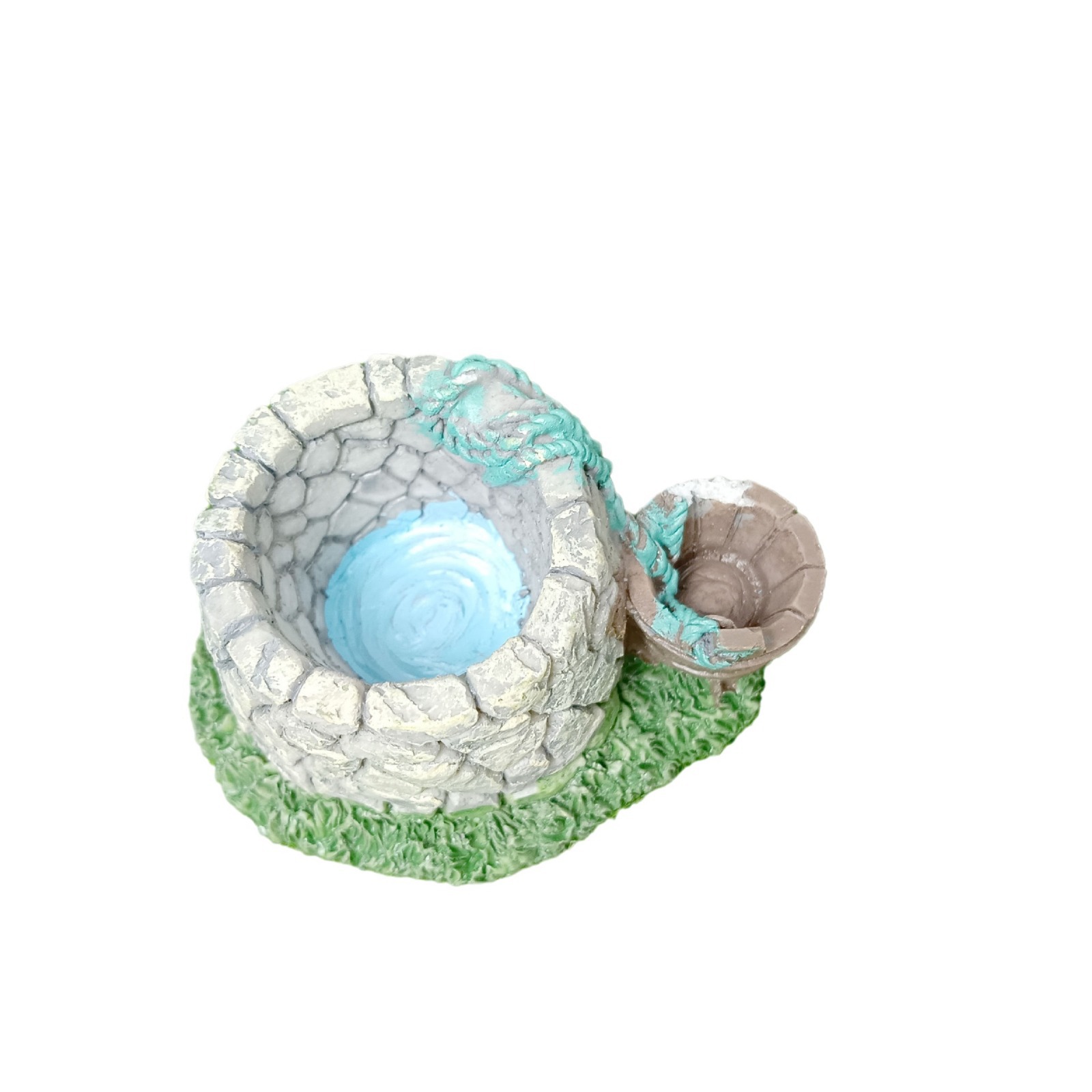 Maceta de carne, musgo, decoración de micro paisaje, decoración de peceras, decoración de paisaje, pozo antiguo, mesa de arena, edificio, cinturón antiguo, pozo de cubo