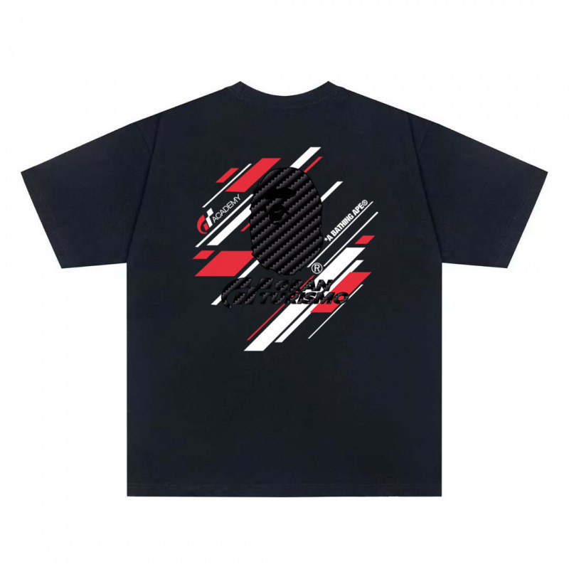 国境を越えた貿易 BAPE25 新しい夏の猿の頭のプリント半袖 T シャツのカップルの男性と女性はドロップシッピングをサポートしています|undefined
