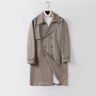 New Spring and Autumn Loose Large Size Retro Workwear Style Lapel Loose Hunting Silhouette Dropped Shoulder Long Windbreaker Jacket for Men