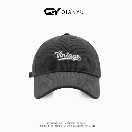 Autumn and Winter new Korean style letter embroidered corduroy warm fashion baseball cap versatile female peaked cap sun hat
