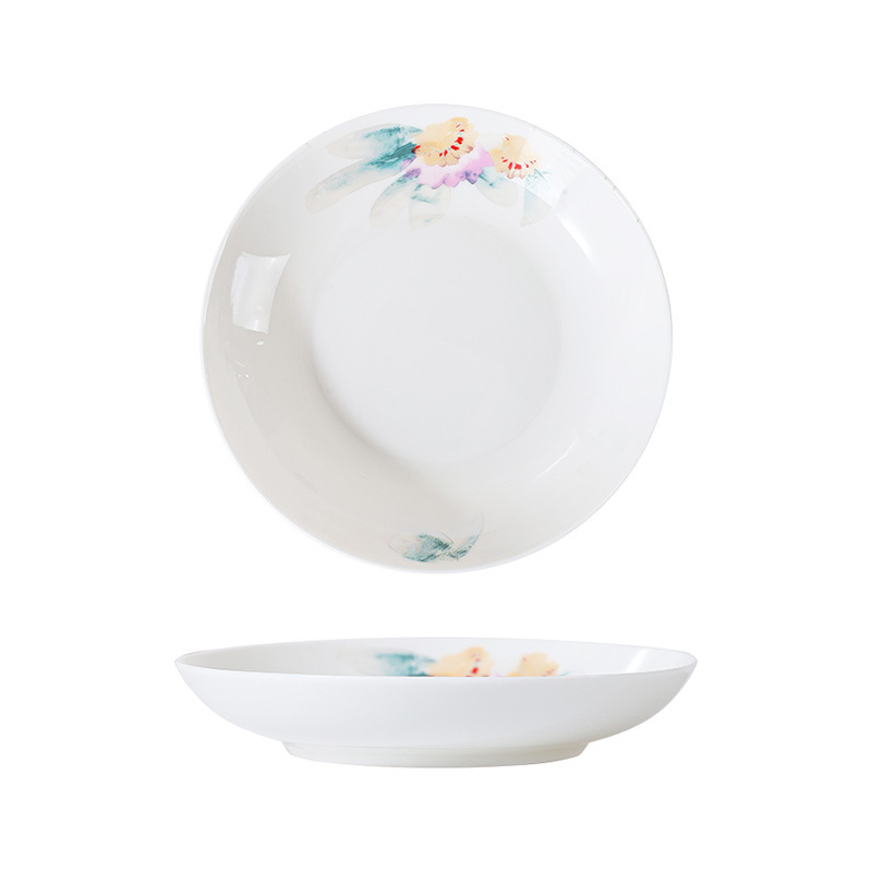 Plato de cerámica de alto valor de ensueño colorido conjunto de platos de platos domésticos de alta calidad de platos de flores asados de alta temperatura