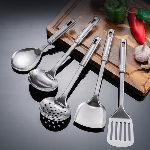 Stainless steel thickened spatula, frying pan turner, home kitchen tools set, chef soup spoon, slotted spoon, hotel cooking spatula
