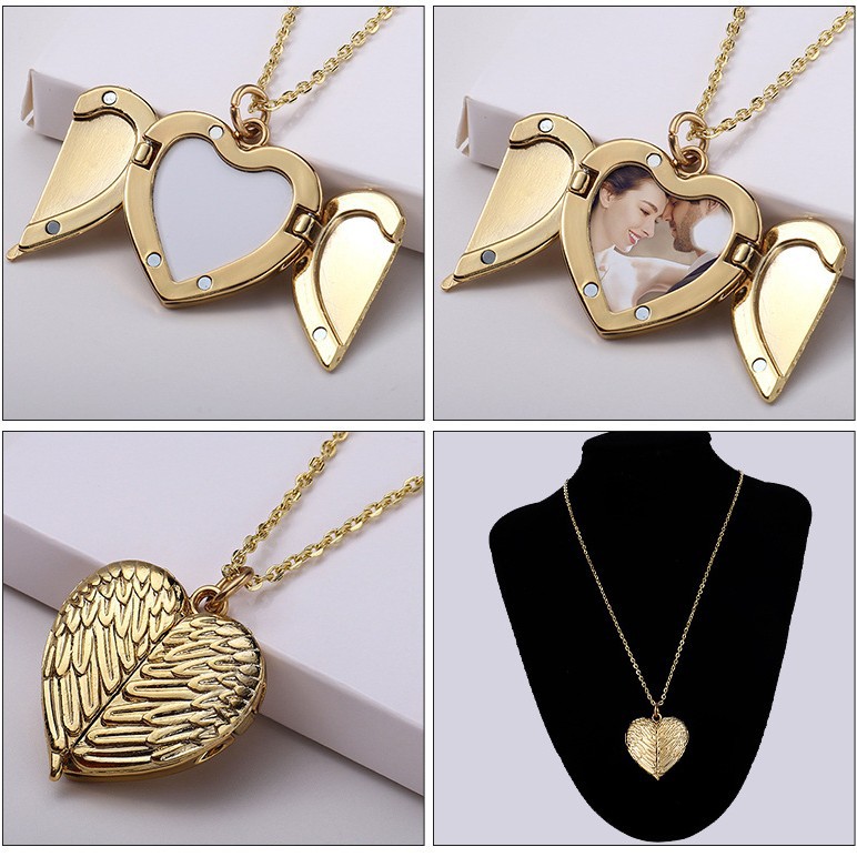 Collar de alas de ángel de transferencia térmica en blanco punto giratorio taladro de sol corazón desplegable accesorios de ropa